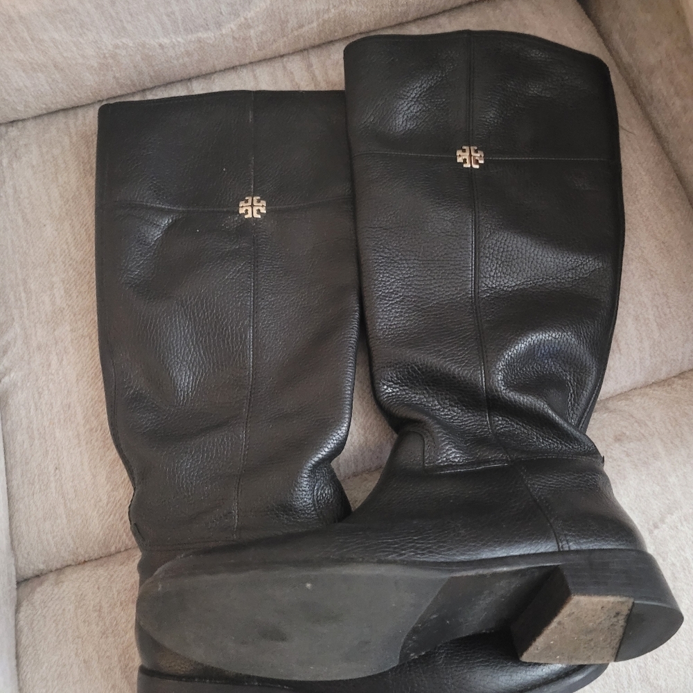 Tory Burch Jolie Riding Boots Wide Shaft Black 8.5